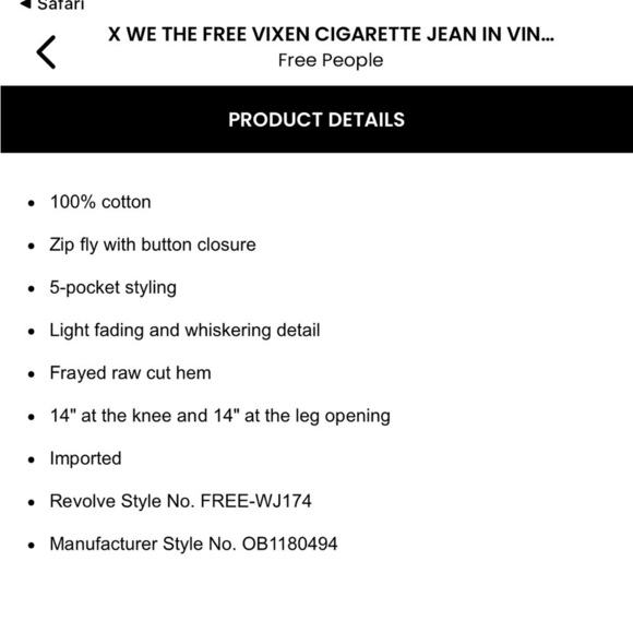 Free People Vixen Cigarette Jean - Picture 4 of 8